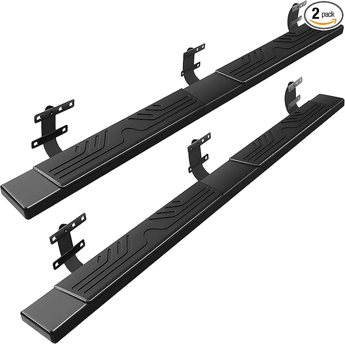 PZ 6.5" Running Boards Compatible with 2026 Dodge Ram 1500 Crew Cab New Body Style Black Aluminum Ridge Pattern Truck Side Steps Rails Nerf Bars(Only for 2026 Ram 1500 New Body Style)