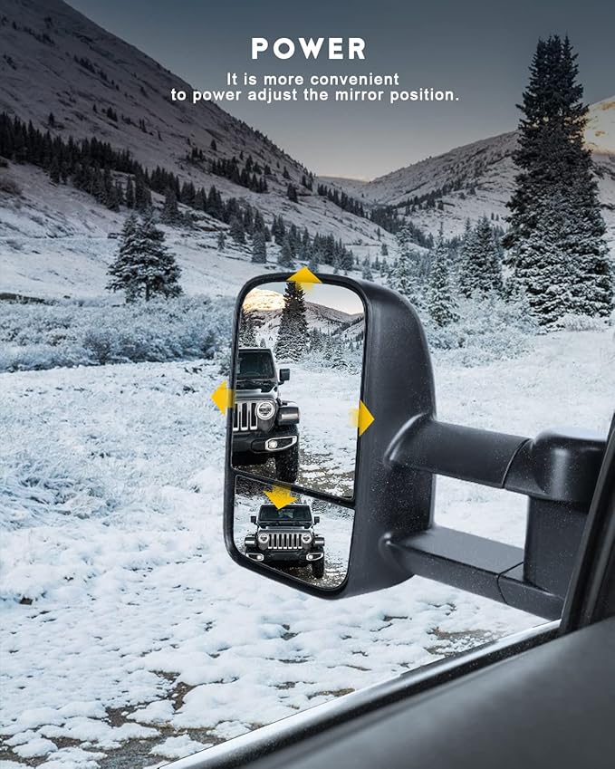 OCPTY Power Towing Mirror Fit For Chevy C1500 1991-1995 1997-1998 For Chevy C1500 Suburban 1994 1996 1998-1999 Power Adjusted No Heated No Turn Signal Light Black Textured Driver & Passenger Side