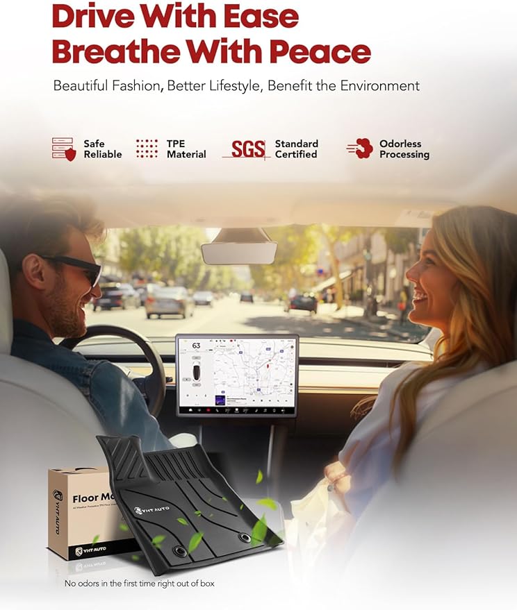 YHTAUTO Fit 2025 2024 2023 2022 Toyota Tundra Floor Mats | Only Fit CrewMax | TPE All Weather Floor Liner, 1st 2nd Row Car Mats