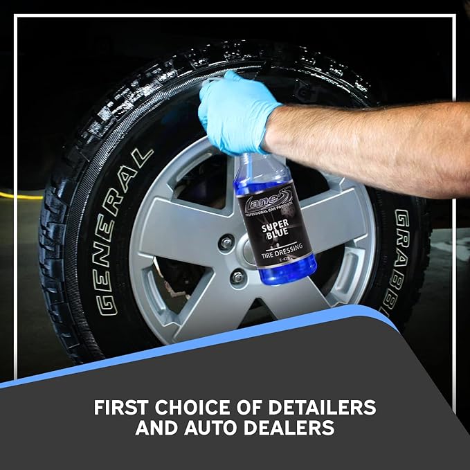 LANE'S Super Blue Tire Dressing Spray | High-Gloss Car Tire Shine Spray | No Sling, No Run, Long Lasting | Protects from Cracks & UV Rays | Non-Greasy Automotive Dressing & Cleaner | 1 Gallon, 2 Pack