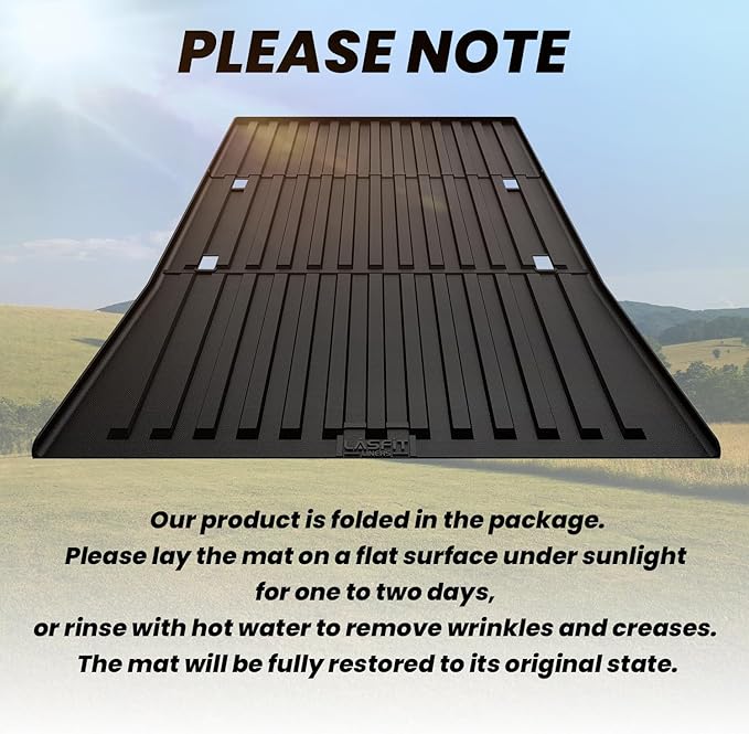 LASFIT Truck Bed Mat for Tesla Cybertruck 2024 2025 2023 6FT Bed Liner Car Accessories, Custom Fit TPE All Weather Pickup Cargo Liner Frunk Rear Sub Trunk Mat Set 3PCS