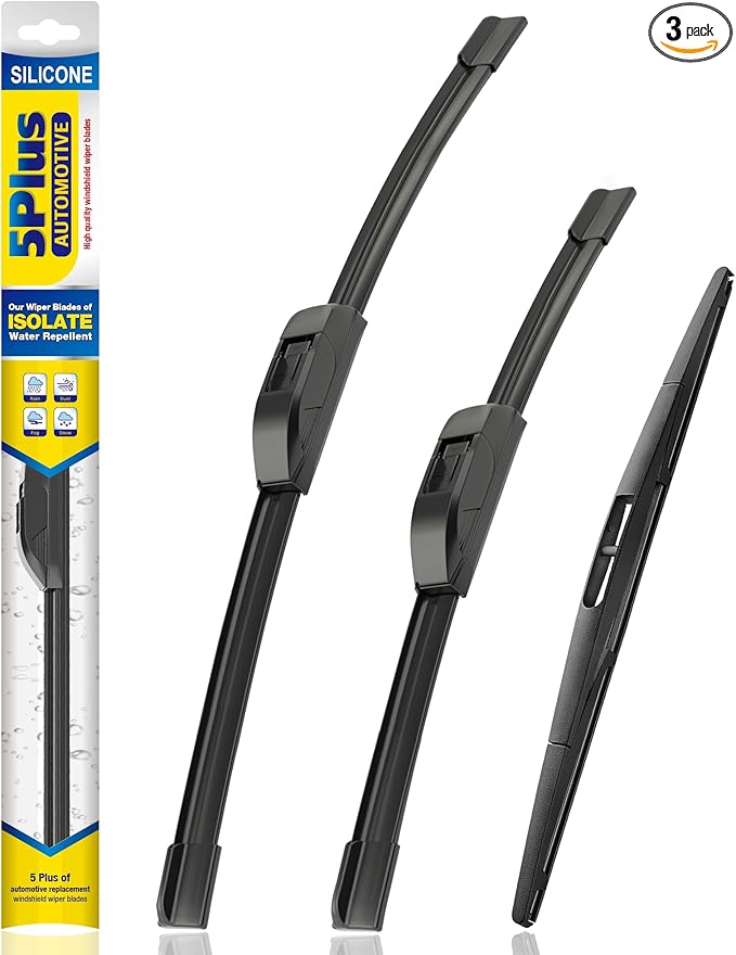 5 PLUS® Silicone Windshield Wipers Replacement for 2007-2018 ACURA RDX,2018-2023 NISSAN Leaf,2007-2011 Honda CRV Wiper Blades(Set of 3),Automotive Replacement Windshield Wiper Blades-26"/16"/14"