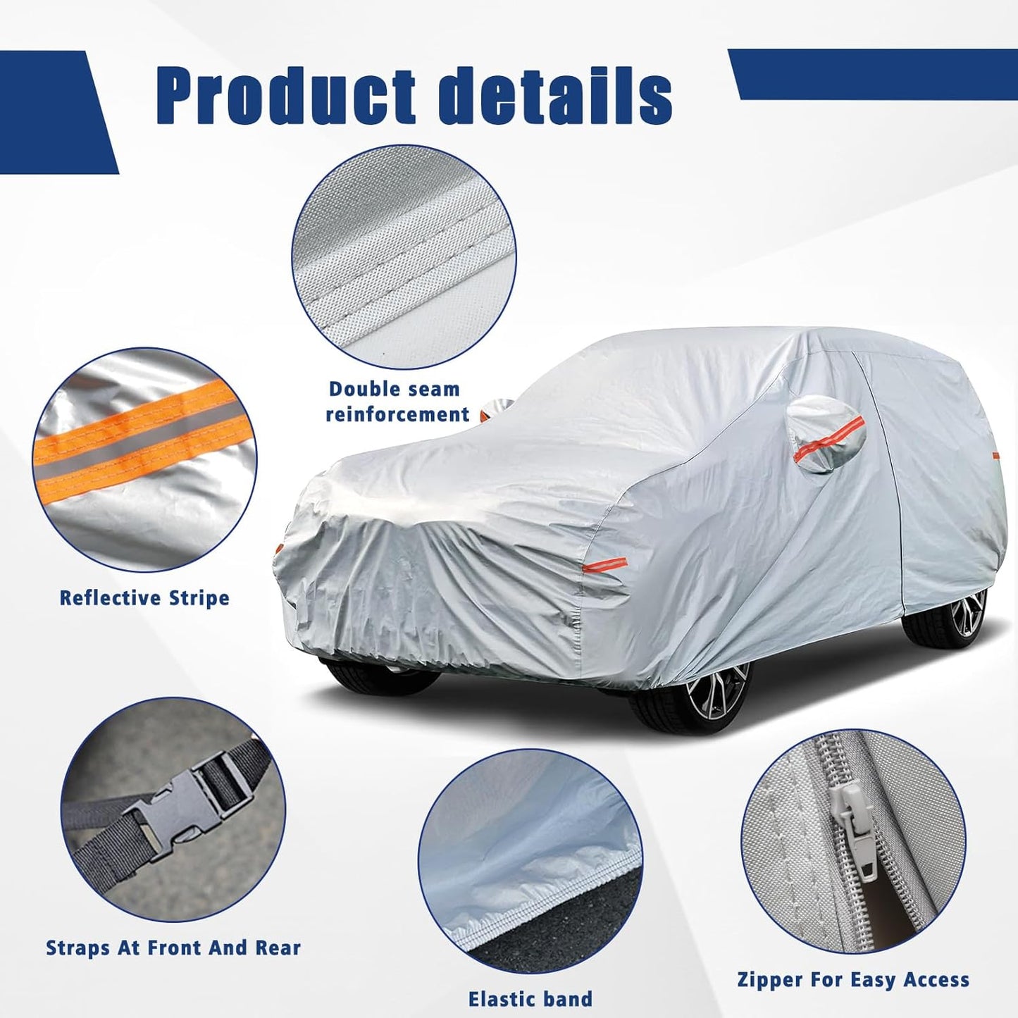 Kayme 6 Layers SUV Car Cover Custom Fit for Honda HR-V HRV (1995-2025) Waterproof All Weather for Automobiles, Outdoor Full Cover Rain Sun UV Protection.Silver