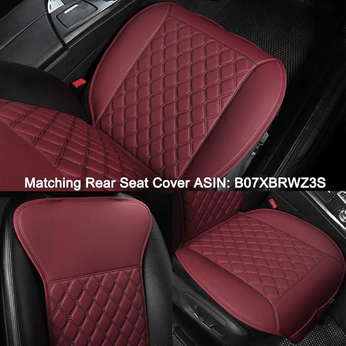 Black Panther 1 Pair Luxury Car Seat Covers Protectors, Universal Anti-Slip Driver Seat Cover with Partial Backrest Coverage (Middle Part Only), Diamond Pattern, Compatible with 95% Cars (Burgundy)