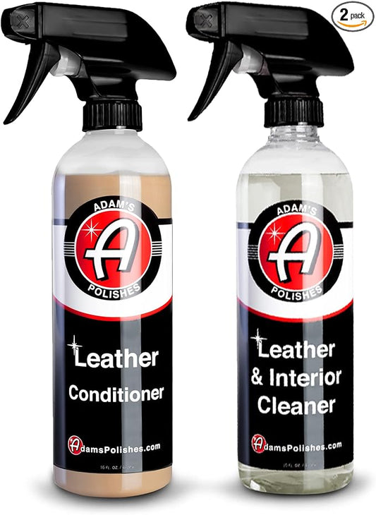 Adam's Polishes Leather Care Kit - Leather Cleaner & Conditioner Car Cleaning Supplies | UV Protection for Interior Accessories Steering Wheel Seat Dash Vinyl Shoe Polish Jacket