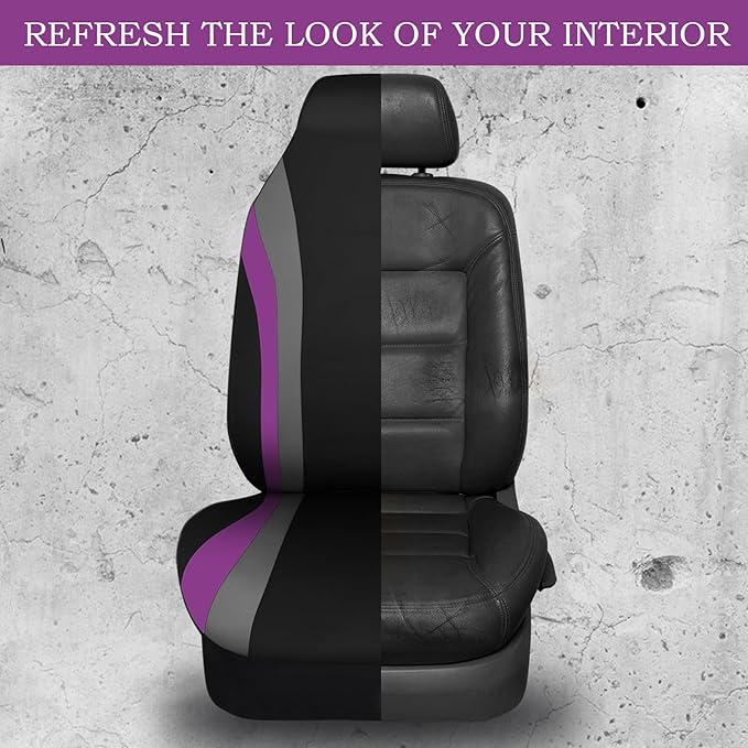 CAR PASS AquaShield Neoprene Waterproof Car Seat Covers Front Seats Only, High Back Bucket Seat Cover,Airbag Compatible,Seat Covers for Women Girl, Universal Fit for Auto Truck Van SUV (Black Purple)