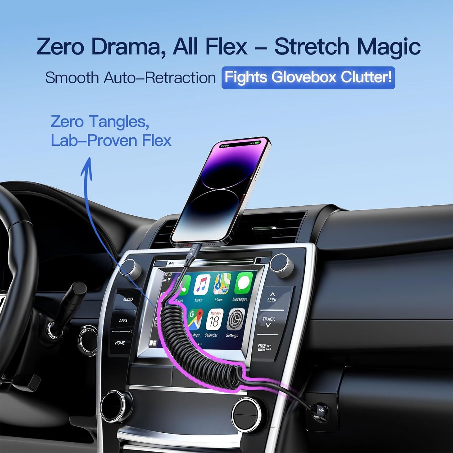 AGVEE 2 Pack 5ft Coiled Short USB-C to Lightning Charging Cable [MFI Certified] 30W PD Fast Charger Cord in Car for iPhone 14/13/12/11/XS/8/7/6/5 CarPlay, iPad, iPod, Dark Gray