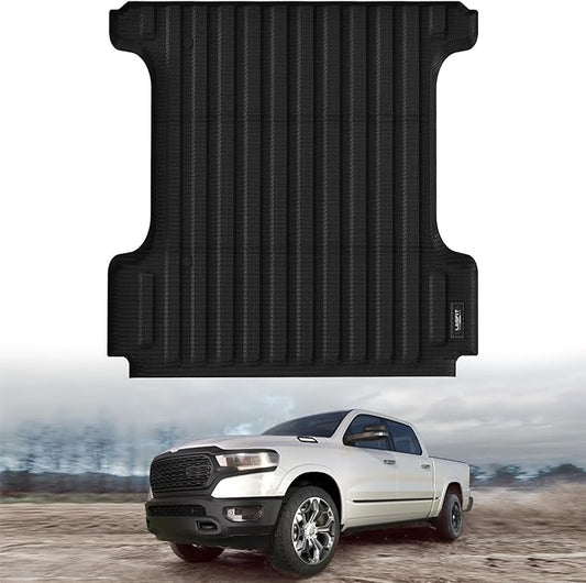 LASFIT 5FT7 Truck Bed Mat for Ram 1500/1500 RHO 2019-2026 & RAM 1500 Classic 2019-2024 Short Bed (5.7 FT / 67.4inches) Not for Rambox, All Weather Custom Fit Truck Cargo Bed Liner, Black