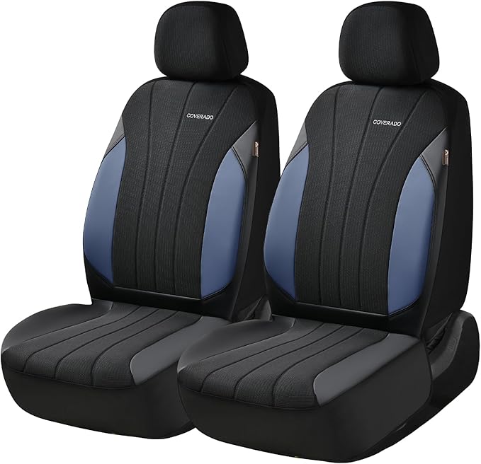 Coverado Car Seat Covers 2-Pack, Leather Seat Covers, Waterproof Automotive Protectors Front Seats, Luxury Universal Fit Seat Covers for SUV, Truck, Sedan and Most Vehicles All-Weather