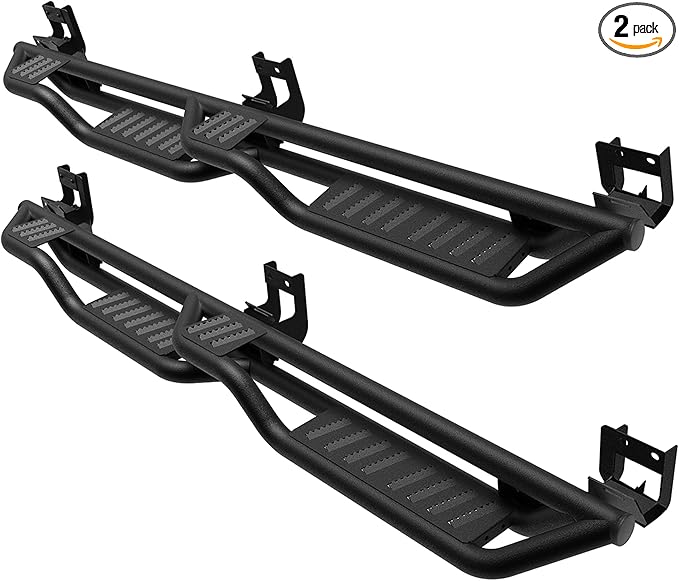 Running Boards Compatible with 09-18 Ram 1500/10-25 Ram 2500 3500 Crew Cab(Incl 19-24 Classic), 4 Stairs Design Step Bars Nerf Bars Heavy Duty Carbon Steel Rock Sliders