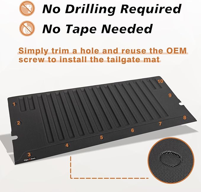 TripleAliners for Tacoma 2024 2025 | Truck Bed Mat & Tailgate Mat | All Weather Liners Compatible with 2024+ Toyota Tacoma Accessories Cargo Liner Protection (Fit 6FT Truck Bed), 2PCS