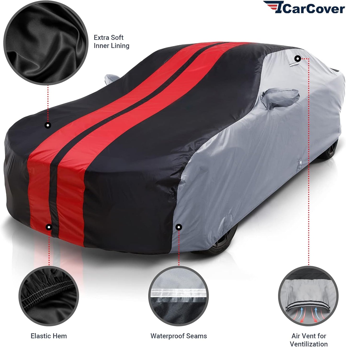 iCarCover Custom Car Cover Compatible with Camaro 1993-2002, Waterproof All Weather Rain Snow UV Sun Protector Full Exterior Indoor Outdoor Car Covers, Tribe (Gray/Black)