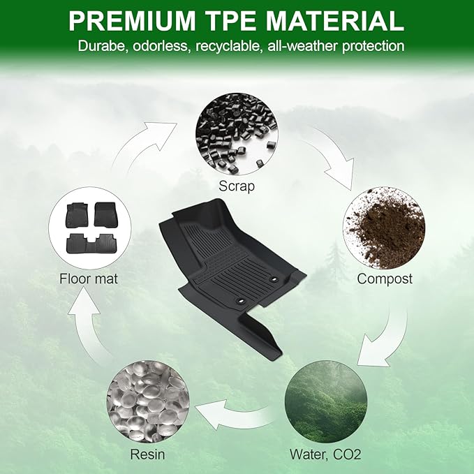 Floor Mats Fit for Toyota Tacoma 2026 2025 2024 Double Cab (Not fit Hybrid), TPE All Weather Protection Floor Liners Including Front & Rear Row & Door Sill Guards for Tacoma Car Mat Accessories