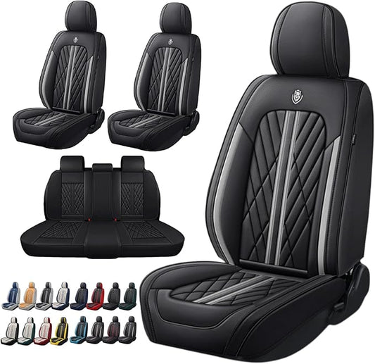 Universal Fit Waterproof Breathable Nappa Leather Automotive Vehicle Car Seat Covers Set Cushion Protector for Sedan SUV