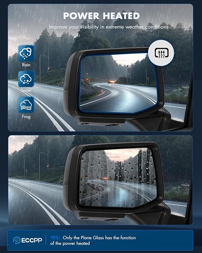 ECCPP Towing Mirrors Tow Mirrors Compatible With 2019-2023 For Gmc For Serria 1500 Left Right Side With Power Heated Turn Signal On Cover Puddle Light Blind Spot Light Temp Sensor Black Texture
