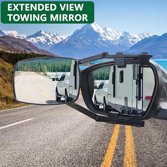 Mirror Extenders For Towing, Universal Clip-on Towing Mirrors 360 Degree Adjustable Extension Mirrors for Towing Trailer Truck, 2pcs