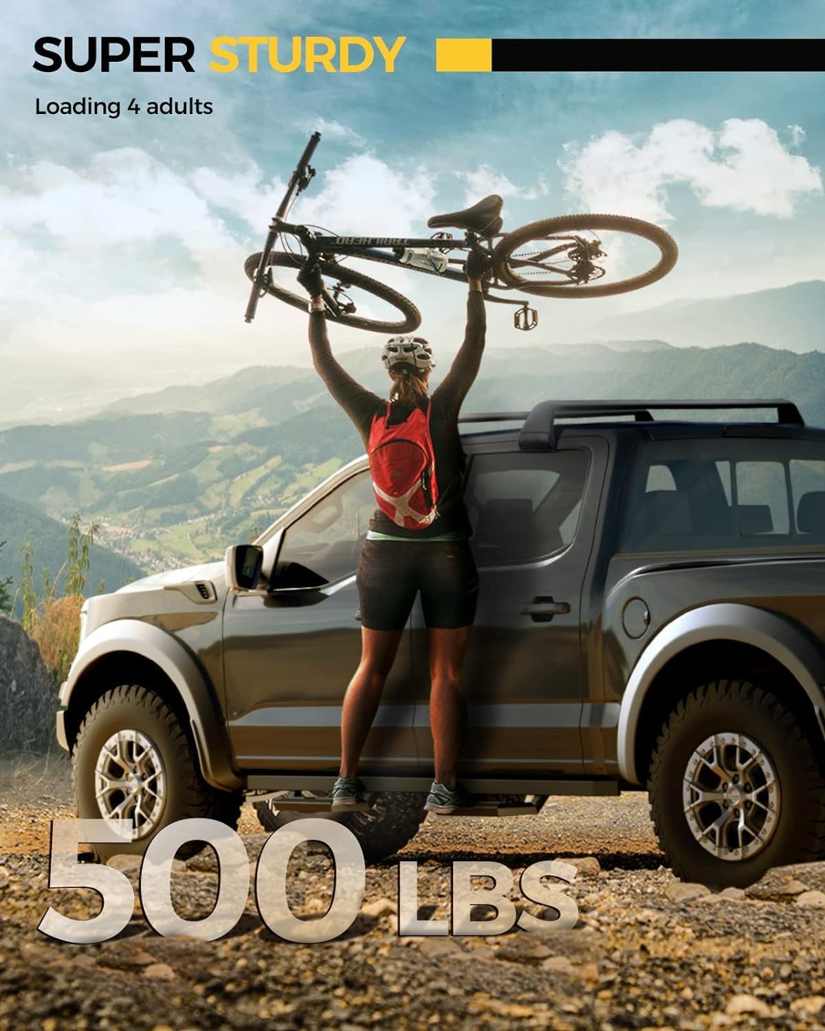 KYX Running Boards for 2015-2025 Ford F150 SuperCrew Cab/ 2017-2025 Ford F250 F350 SuperDuty Crew Cab, 6 inches Side Steps Nerf Bars Truck Step Rails