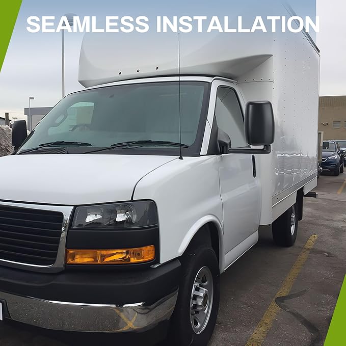 AUTOSAVER88 Right Passenger Side Mirror Towing Mirror Compatible with 2003-2019 Chevy Express GMC Savana 1500 2500 3500, Manual Folding, Adjustable, Black Housing