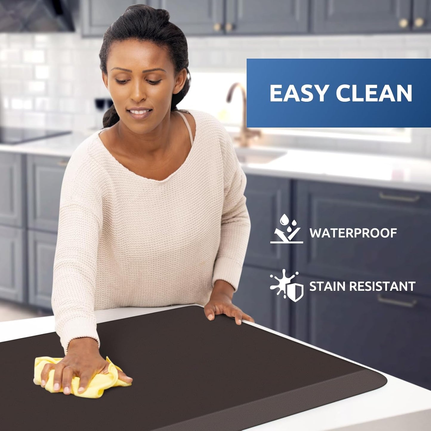 KitchenClouds Kitchen Mat Cushioned Anti Fatigue Rug 24"x70" Waterproof, Non Slip, Standing and Comfort Desk/Floor Mats for House Sink Office (Chocolate)