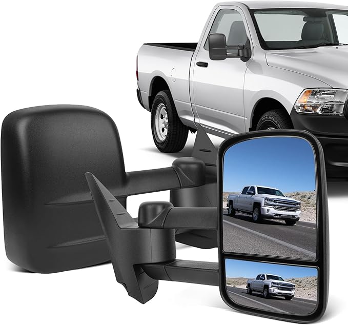 ECCPP Towing Mirrors Tow Mirrors With 2007-2014 For Chevrolet Silverado For GMC Sierra (07 For New Body) Power Adjusted Heated No Turn Signal Light Black Housing Pickup