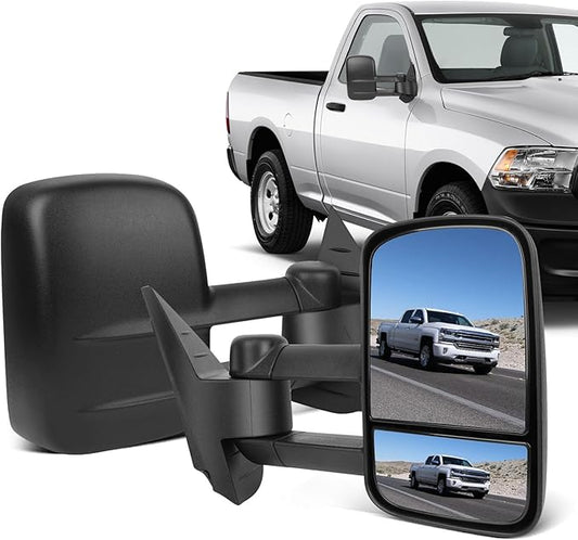ECCPP Towing Mirrors Tow Mirrors With 2007-2014 For Chevrolet Silverado For GMC Sierra (07 For New Body) Power Adjusted Heated No Turn Signal Light Black Housing Pickup