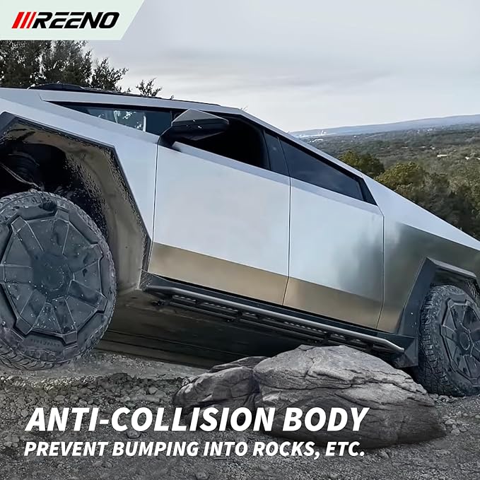 Heavy-Duty Running Boards for 2024 2025 Tesla Cybertruck, Side Steps with Mounting Brackets, Textured Black, No Drilling