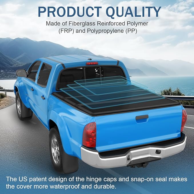 Hard Tri-Fold Truck Bed Tonneau Cover Compatible with 2007-2021 Toyota Tundra 6.5FT Bed