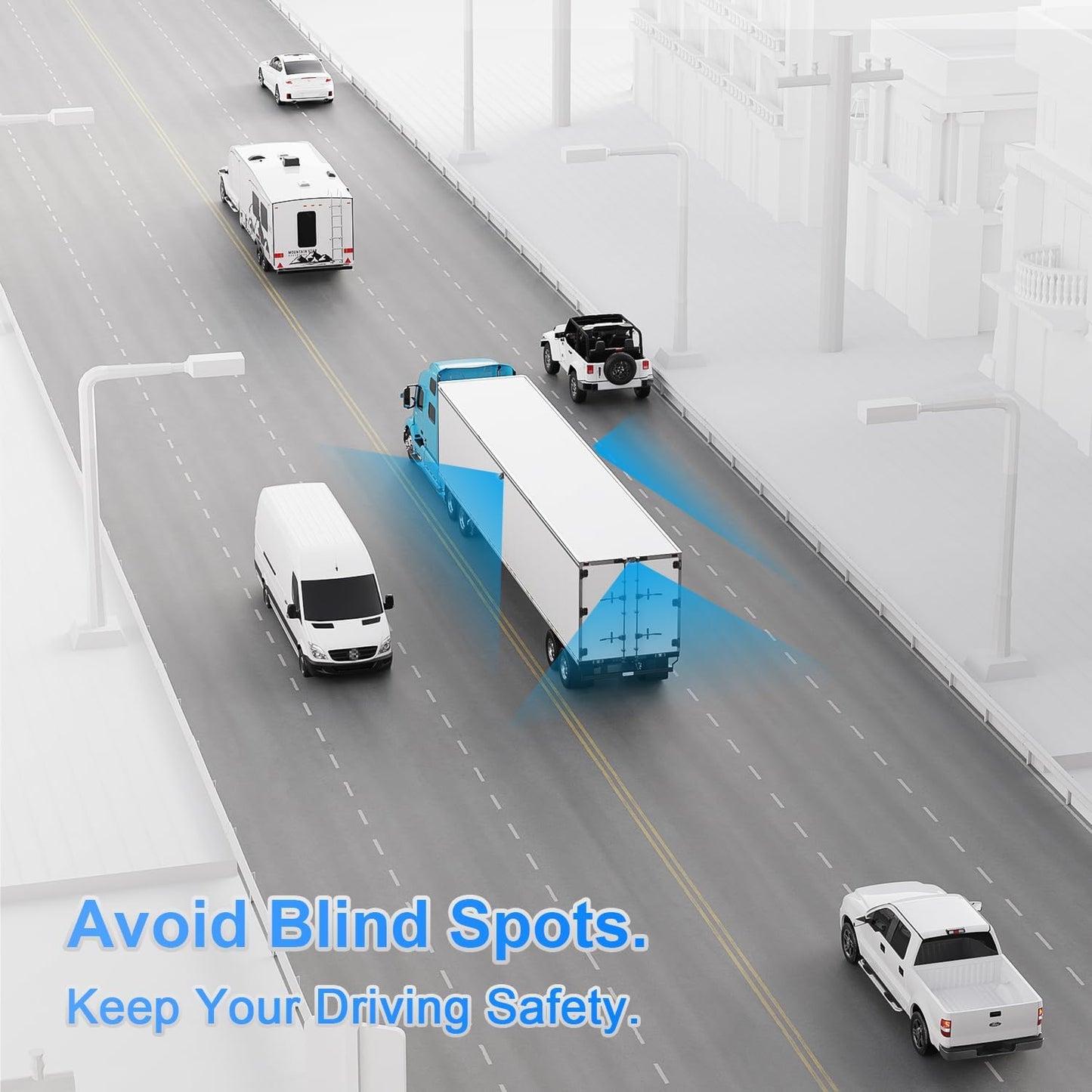 Fookoo HD 1080P 9" Wireless Backup Camera System, 9-inch Quad Split Screen Monitor w/Recording, IP69 Waterproof Side View Rear View Cameras, Digital Signal, Parking Lines for RV/Truck/Trailer (DW9T4)