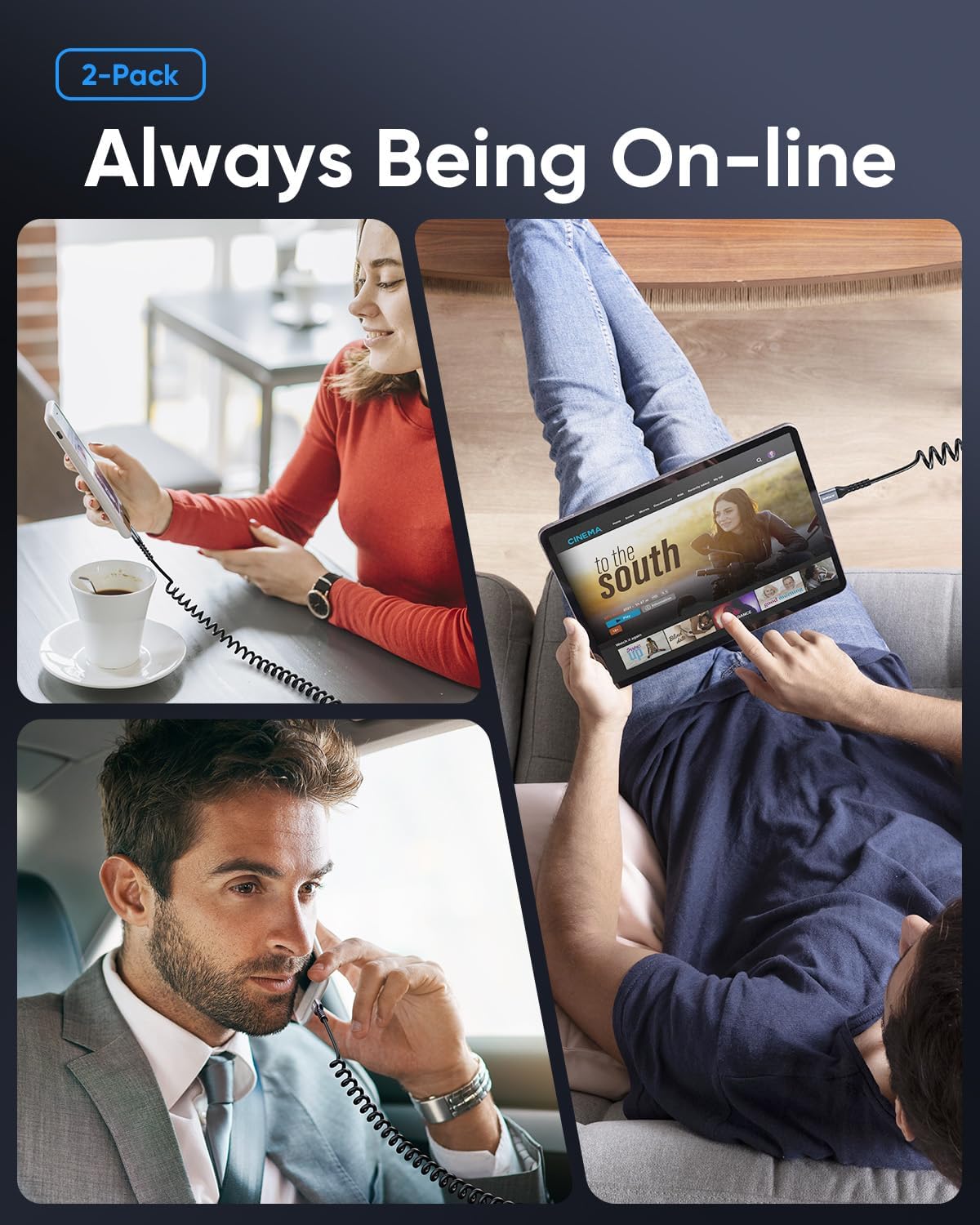 SUNGUY Coiled USB to Lightning Cable for Car, 2-Pack 4FT [MFi Certified] Retractable iPhone Charger Cable, Fast Charging CarPlay Cable for iPhone 14/13/12/11 Pro Max/XS MAX/XR/XS/iPad/iPod