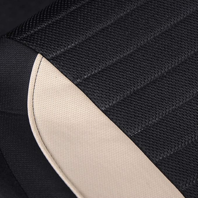 AUTOYOUTH Car Seat Covers - Bucket Seat Cover Seat Achieve The Perfect Combination of Style and Protection with Universal Fit Seat Covers for Sedan, Truck, SUV(Black Beige)…