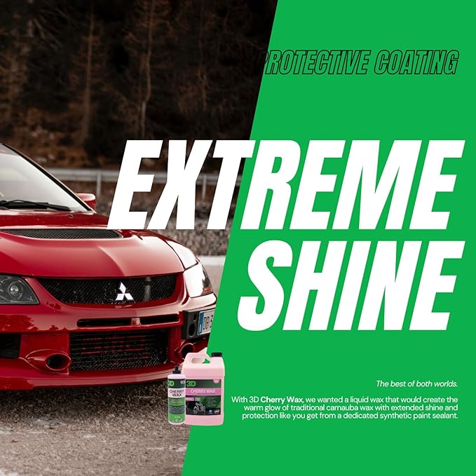 3D Cherry Wax – Liquid Carnauba Show Car Wax with Synthetic Polymers | Deep Gloss Finish | Easy Wipe-Off | Slick Shine | Fast Application | Made in USA |16 oz