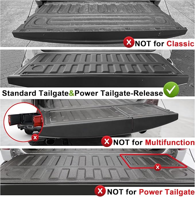 TripleAliners Tailgate Mat for 2019-2025 2026 Dodge Ram 1500 Power Tailgate-Release&Standard Tailgate Accessories Liner Protector TPE Custom Fit (Won't Fit Classic/Multifunction/Power Tailgate)
