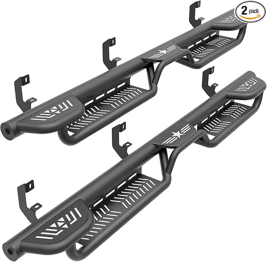 Three Raised Steps Running Boards Compatible with 2019-2025 Chevy Silverado & GMC Sierra 1500, 2020-2025 Chevrolet Silverado/GMC Sierra 2500 3500 HD Double/Extended Cab Side Step Nerf Bar