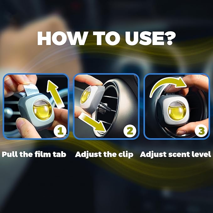 Air Jungles Serene Summer Scent Car Air Freshener Clip, 6 Vent Clips, 4ml Each, Long Lasting Air Freshener, Up to 180 Days Car Refresher Odor Eliminator