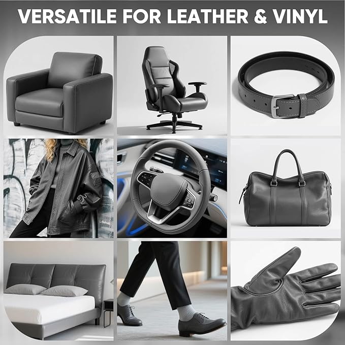 Leather Recoloring Balm - Scratch Repair & Color Restore Kit for Faded Leather, Leather Couch & Car Seats - 10OZ Leather Restorer Balm for Furniture, Auto Interior, Vinyl, Accessories (Dark Gray)