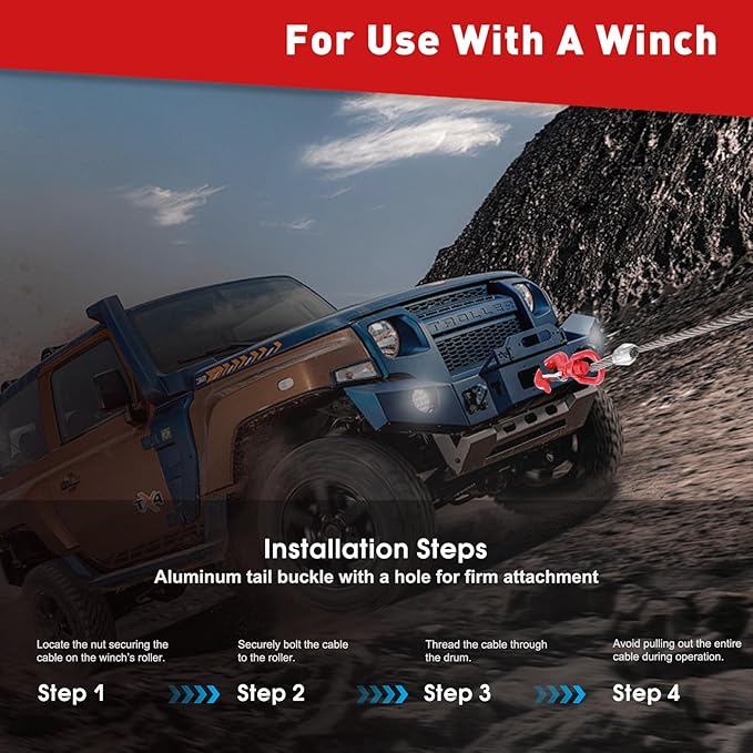 Steel Winch Cable,3/8" x 75' Wire Rope with Swivel Hook,17637 Lbs Breaking Strength,6x19 Strand Core Steel Towing Cable for Tow Truck,Crane,Wrecker