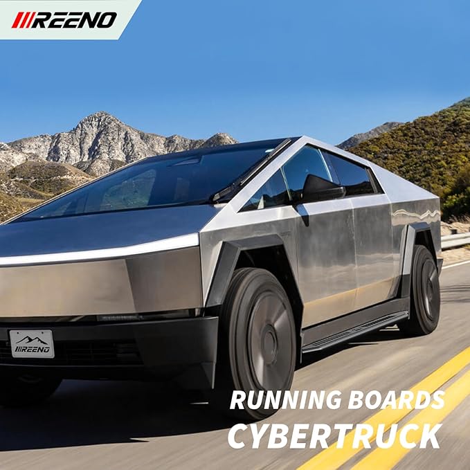 Heavy-Duty Running Boards for 2024 2025 Tesla Cybertruck, Side Steps with Mounting Brackets, Textured Black, No Drilling