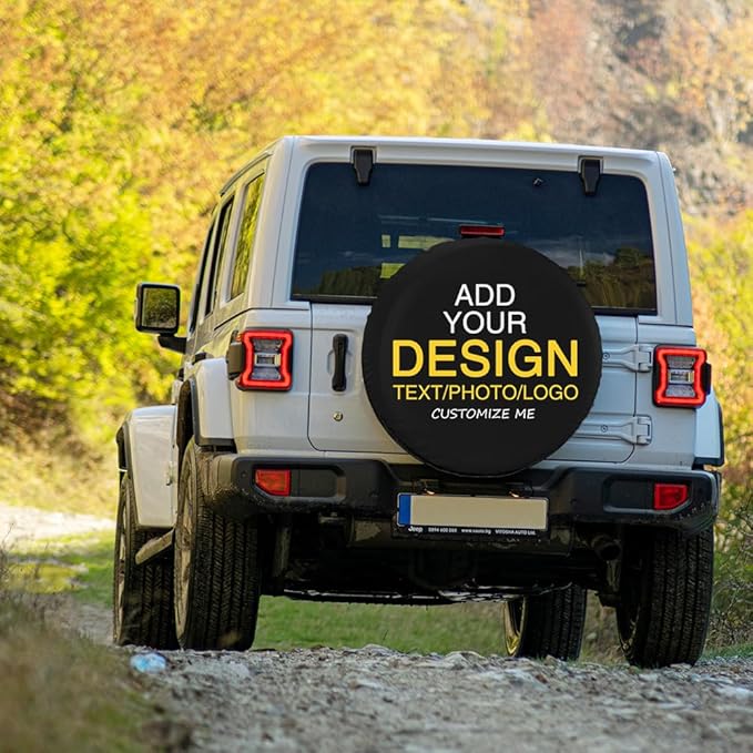 Custom Spare Tire Cover Add Your Own Personalized Text Image Weatherproof Universal Wheel Tire Protector. Fits Tires On Trucks, Trailers, RVs, SUVs and All Other Vehicles(17'')