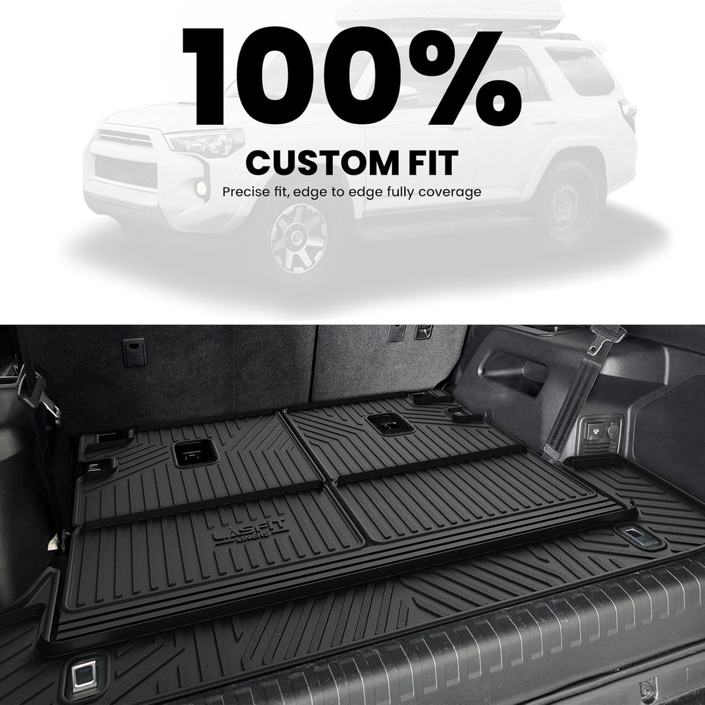 LASFIT Cargo & Backrest Mats for Toyota 4Runner 2013-2024 (Only for 7 Seats), All Weather Custom Fit Cargo Liner for Toyota 4 Runner 2025 TPE Mats Seatback Mat & Trunk Mat, Black
