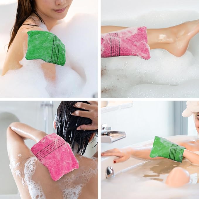 Tecbeauty 12Pcs Korean Exfoliating Bath Washcloths Mitt Scrubber for Body Removing Dead Skin
