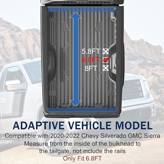 Hard Tri-Fold Truck Bed Tonneau Cover Compatible with 2020-2022 Chevy Silverado GMC Sierra 6.8FT Bed