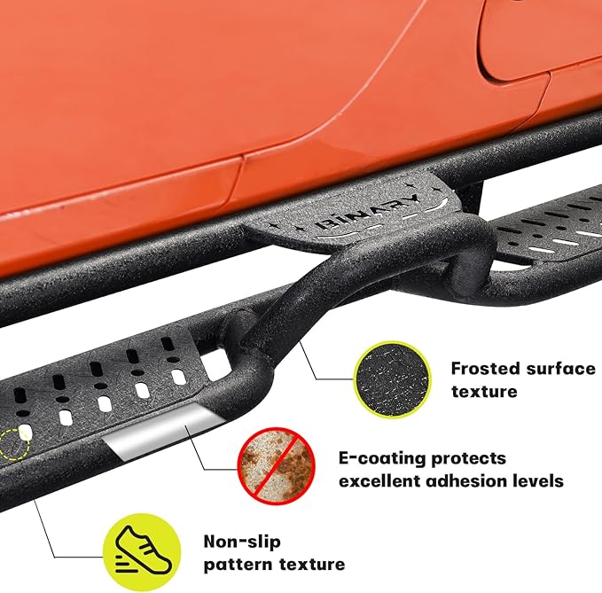 BINARY STAR Running Boards Compatible with Vehicle 2007-2018 Jeep Wrangler JK 4 Doors, 6 Inch Two-Stair Side Steps Nerf Bars, Wrangler Step Bars JKU Step Rails, Carbon Steel Running Boards & Steps.
