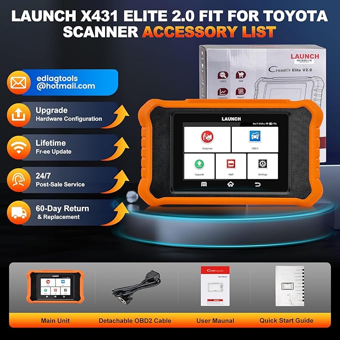 2025 LAUNCH Creader Elite V2.0 fit for Toyota Lexus Bi-Directional Scan Tool, Full System OBD2 Scanner, All Reset Service Code Reader, AUTOVIN, ECU Coding, Battery Registration, Lifetime Free Update