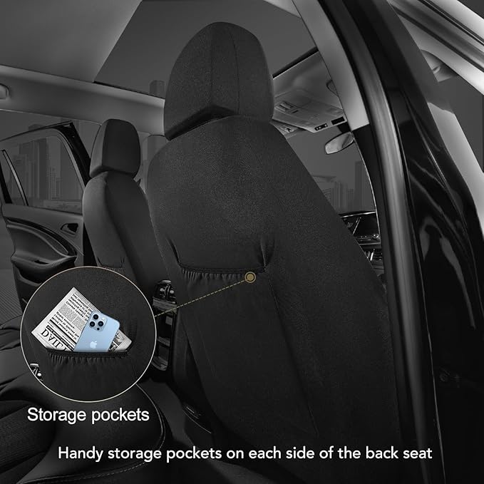 Road Comforts Car Seat Cover, Leather Seat Covers, Automotive Low Back Front Car Seat Covers, Airbag Compatible, Universal Fit for Most Cars (Beige)