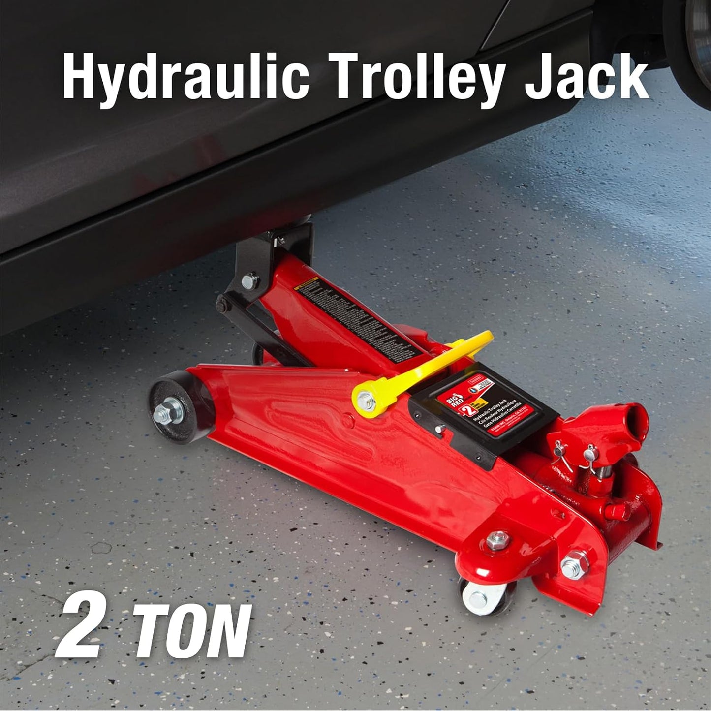 BIG RED TAM82012-1 Torin Low Profile Hydraulic Trolley Service/Floor Jack with Blow Mold Carrying Storage Case, 2 Ton (4,000 lb) Capacity, Red