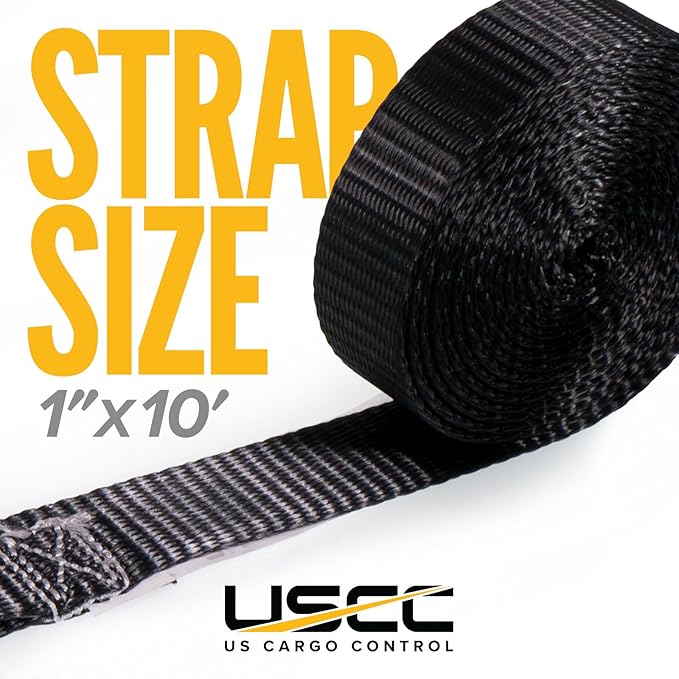 US Cargo Control Stainless Steel Ratchet Straps with Double Wire Hooks (45-Pack), 1" x 10', 1,500 LBS Break Strength, Marine Tie Down Straps for Boats, ATVs, Camping, Snow, Saltwater Applications