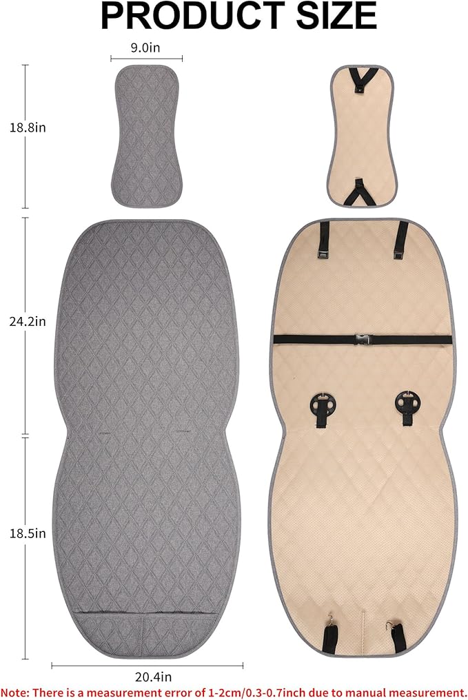 ENOGE Front Car Seat Covers, Linen Car Seat Cover, Driver Seat Protector with Soft & Breathable Cloth Fabric for All Seasons Universal Fits Most Automotive, Van, SUV, Truck (Gray, 2 Front)