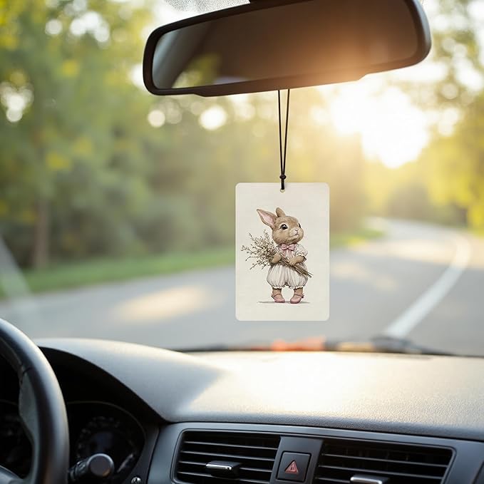 Pink Girly Car Air Freshener 4 Pcs, Cute Bunny Hot Air Balloon Swan You Are Loved Hanging Air Freshener for Cars Closet Drawer Books, Pink Cute Car Accessories for Women Girls