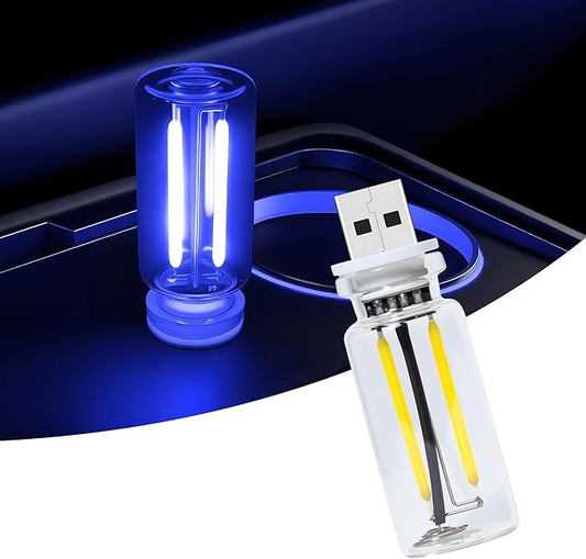 Vintage USB Car Night Light, Touch Dimmable LED Filament Lamp - Portable Mini Glass Bottle Ambient Lighting for Vehicle Interior, Bedroom, Hallway, Camping & Holiday Decoration