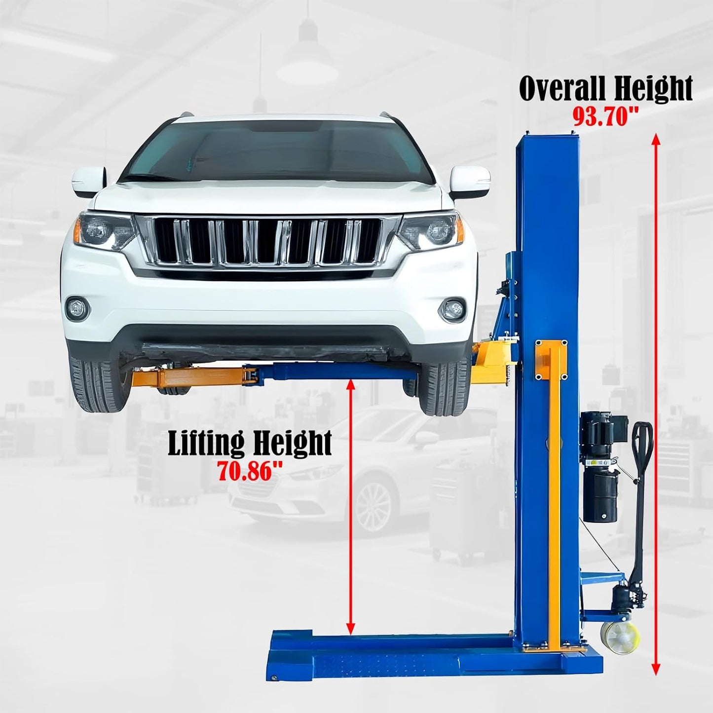 Car Lift Single/2 Post Auto Lifts, 6200/9000/10000LBS Capacity, 240V Hydraulic Truck Hoist, Heavy Duty Auto Lift with Safety Locks for Home Garage (6200LBS Single Post, 1)